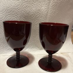 Vintage Anchor Hocking Royal Ruby Water Goblets