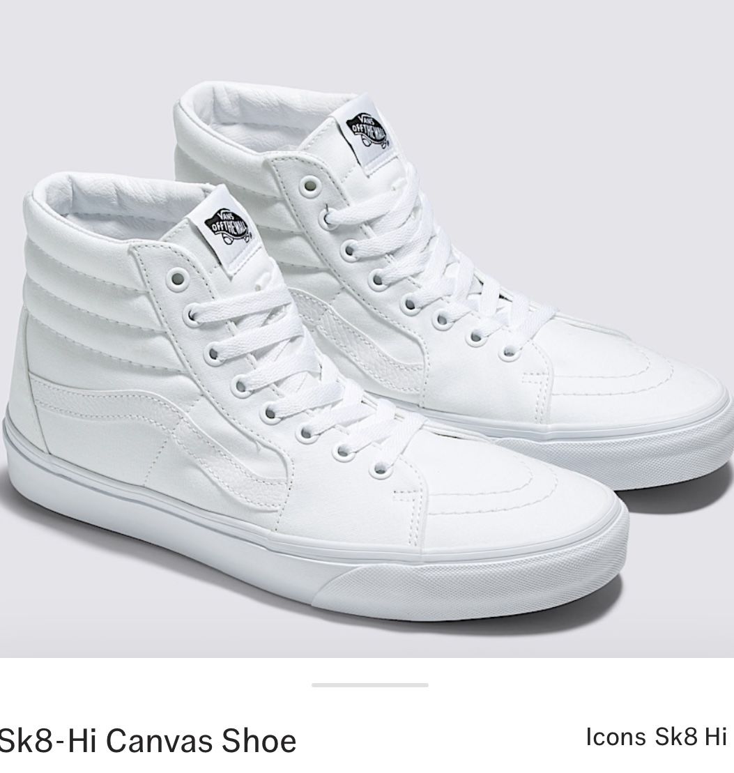 New Vans SK 8 Ultimate White High top Men 7.5 Women 9