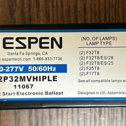 ESPEN VE2P32MVHIPLE Instant Start Electronic Ballast 2 Lamp 120-277V