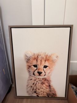 Baby Cheetah Framed Canvas Wall Art