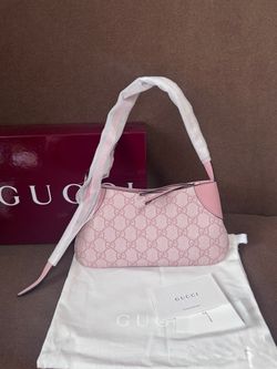 Gucci Light pink GG Monogram coated fabric Pink leather trim Web taffeta lining