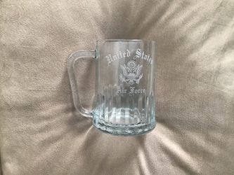 United Air force clear glass mug