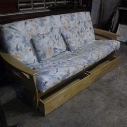 Real Wood Futon With Drawers Like New