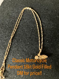 18 Inch 18 Kt Gold Filled Necklace And Motorcycle Pendant 