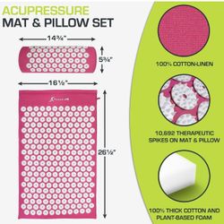 Acupressure Mat and Pillow Set for Back/Neck Pain 