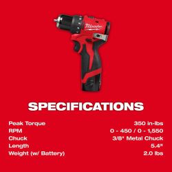 M12 12-Volt Lithium-lon Brushless Cordless Subcompact Drill