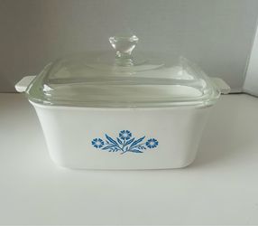 VTG Corning Ware Cornflower P-4-B Casserole Dish 1-1/2 Qt with Glass Lid Rare