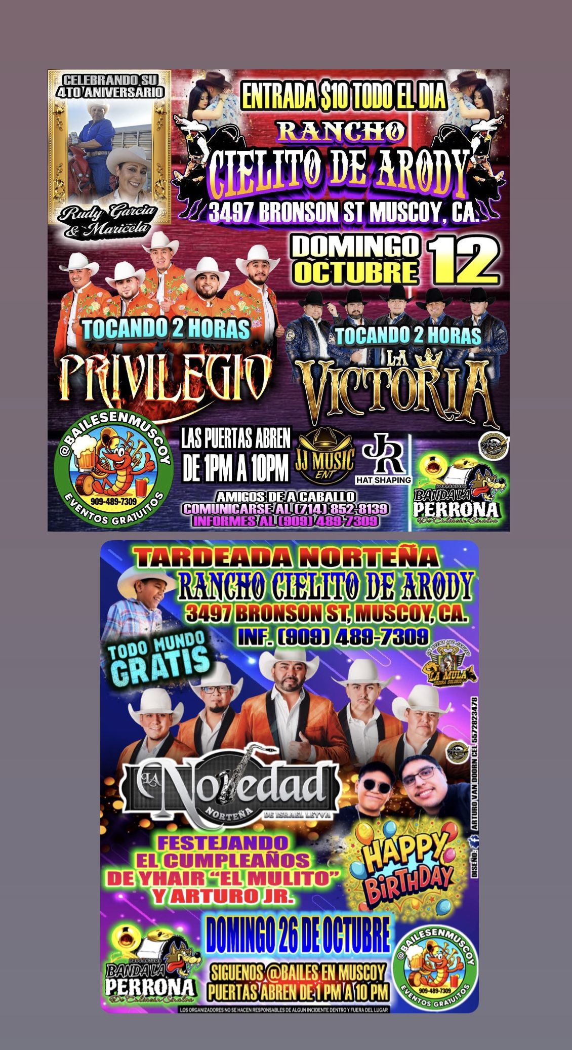 Todos Los Domingo’s 1 Pm 10 Pm 3497,Bronson St Muscoy (contact info removed)