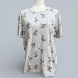 Pool Heather Grey Skater Tiger Allover Print Tee, Size L