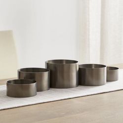 New Crate & Barrel Links Dark Pewter Centerpiece 5 Link Cylinder Pillar Candle Holder