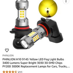 Yellow LED Fog Light Bulbs 3400 Lumens Super Bright 