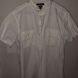 Mens White Button Up Collar Shirt