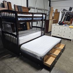 Twin Bunk Bed And Trundle 