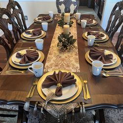 Formal Dining Room Set With 8 Chairs And Extra Leafs For Extension 