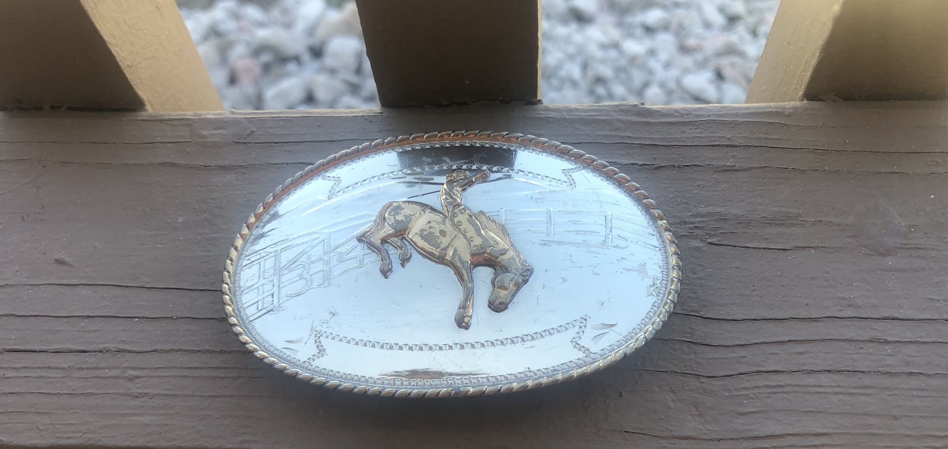 Nice Vintage Comstock German Silver Rodeo Western Cowboy Belt Buckle