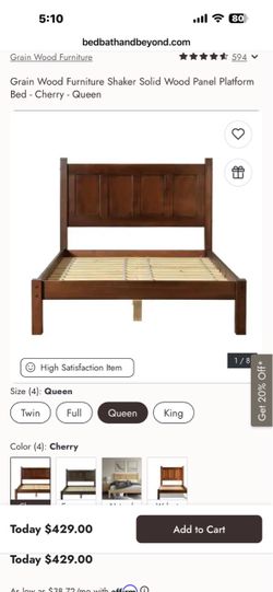 Queen Grain wood bed frame
