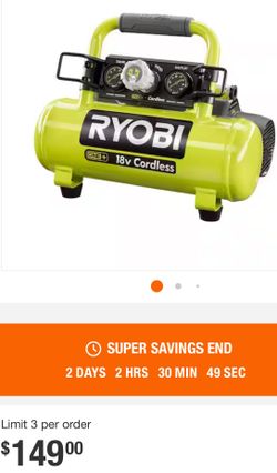 RYOBI ONE+ 1 Gal. 120 PSI Portable 18V Horizontal Air Compressor ( 0.5 CFM at 90 PSI 