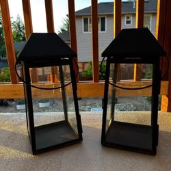 set of 2 Modern Metal Lantern Lantern Decor for Indoor,Outdoor,Fireplace,Porch