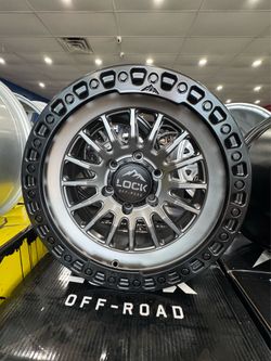 17x9 Grit lock off-road matte grey w matte black ring 6x139.7 -12 offset
