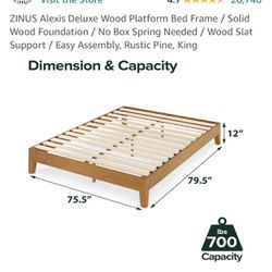 Gently Used King Size Wood Platform Bed Frame