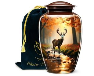 Deer Urn for Ashes for Adult Men - Cremation Urns for Dad Human - Large Urns for Man - Forest (Forest Deer, Large/Adult)