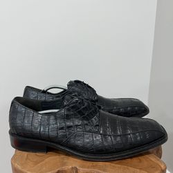 Los Altos Caiman Belly Bicycle Toe Dress Shoes Black Sz 12