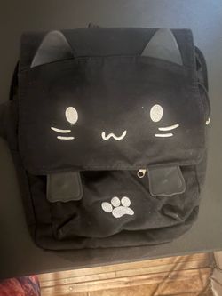 Black cat backpack Bat Pullstring bag