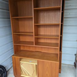Scandinavian Mid Century Modern Teak Bookcase Buffet Hutch by Poul Hundevad #1