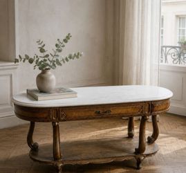Vintage Weiman Marble-Top Console Entry Table