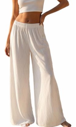 Women's High Waist Rhinestone Wide Leg Loose Casual Palazzo Pants Summer Beach Trousers Vacation Clothes (Size Medium)