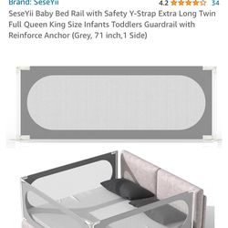 Child Safety Bed Rails 71” Grey- New Open Box