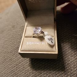 Pretty Heart Shape  CZ  Sterling Silver  Ring 8