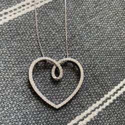 Diamond Heart Necklace 14k  White Gold 1 ct