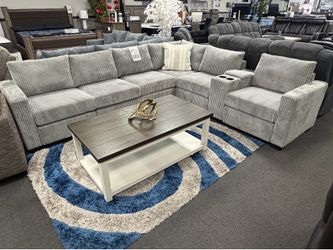 Gray Sofa Sectional w/ USP Outlet