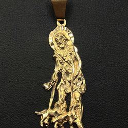 14k solid yellow gold San Lazaro Medalla pendant charm 9.8 grams