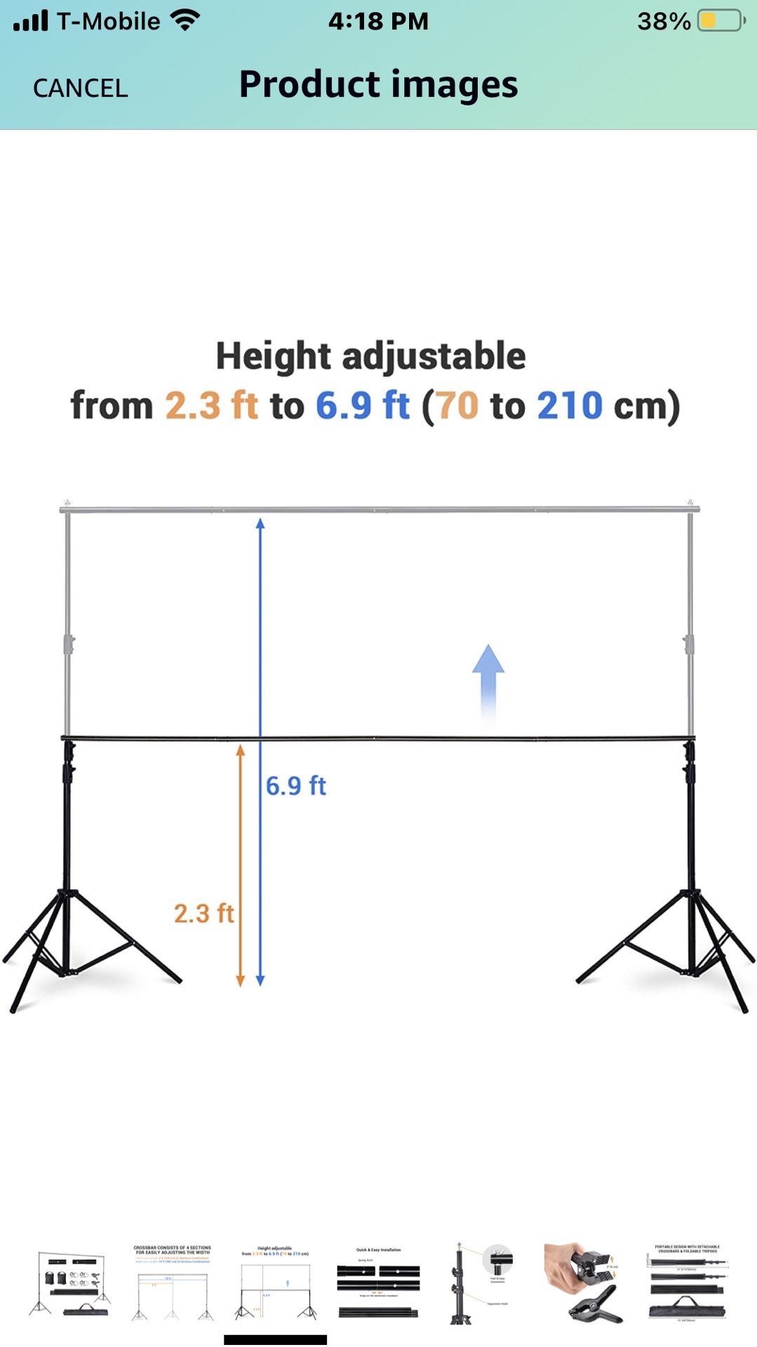 Backdrop Stand Kit 7x10 Feet, Adjustable 