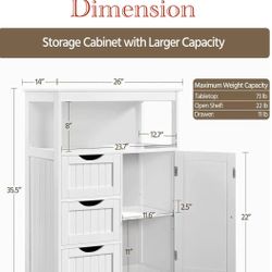 😀 Yaheetech Bathroom Storage Cabinet Bathroom Floor Cabinet Freestanding Storage and Organizer with Door, 3 Drawers, Adjustable Shelf, 35.5 Inches