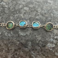 Vintage Abalone Shell Silver Toned Bracelet 7 Inch 