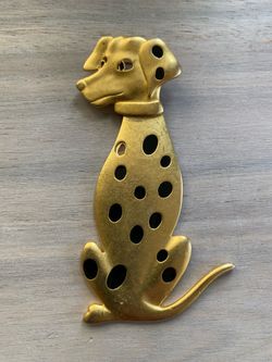 Vintage Gold Toned Dalmation Pin/Brooch Color Gold/Black