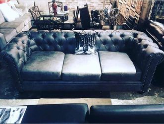 Office Sofa $599 - Tufted Grey Sofa