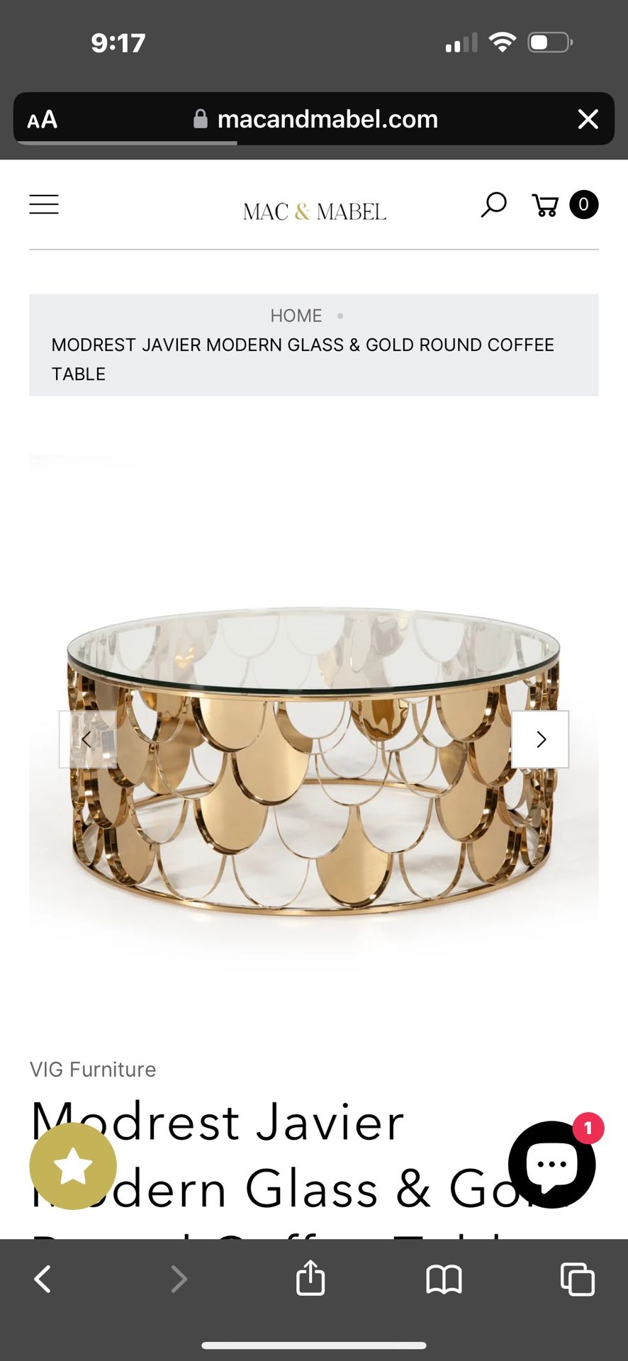 Gold Coffee Table