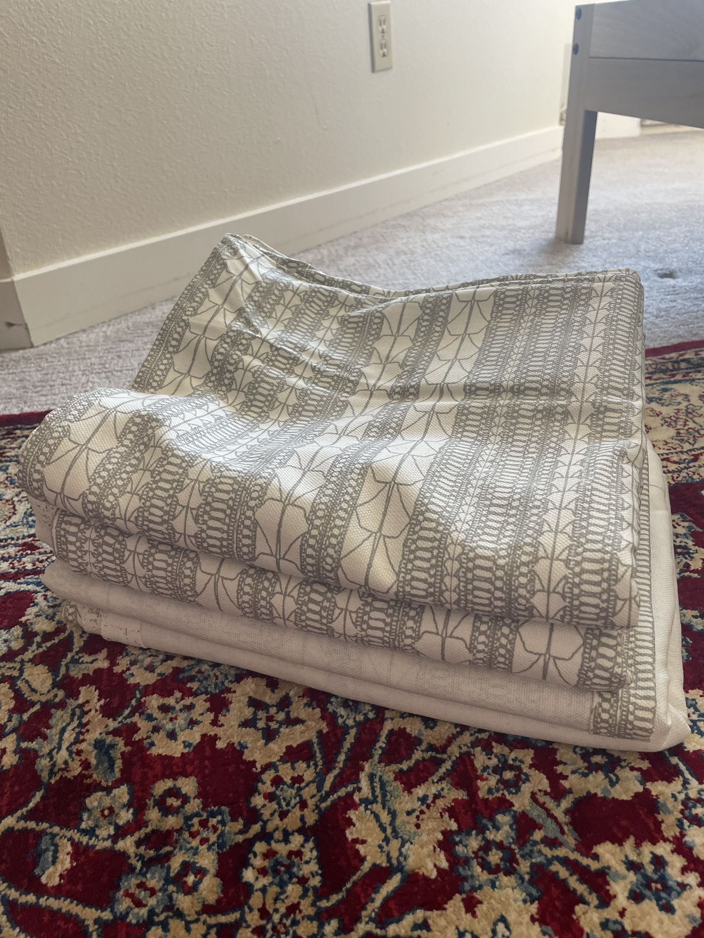 West Elm Echo Print Curtains Platinum