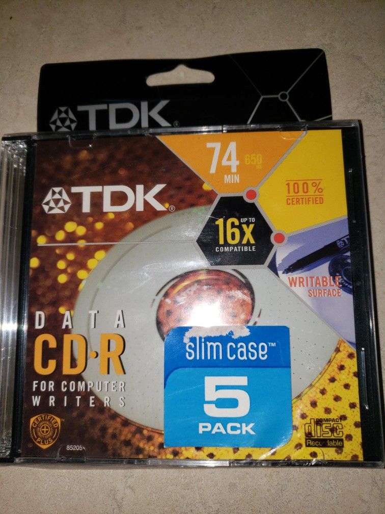 Sealed Data CD-Rs for Computer Writers 5 Pack 74 Minutes Ea

