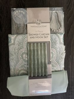 New Huntington Home Shower Curtain and Hook Set