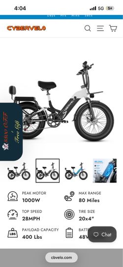 CyberVelo Fat Tire Electric Bike EK12