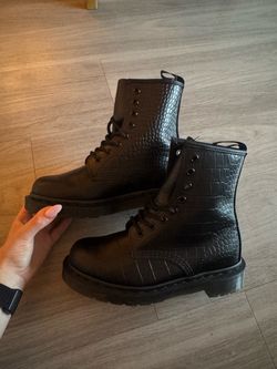 Dr. Martens 1460 Croco Leather Boots, Black, New in Box, Size 5