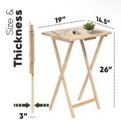 PJ Wood Rectangle Folding Portable TV Snack Serving Tray Table