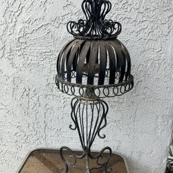 Black Wrought Iron Metal Wire Candle Holder Stand Decor