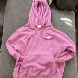 Nike Pink Fleece Pullover Hoodie Women's M Hooded Cotton Crew Neck Logo
