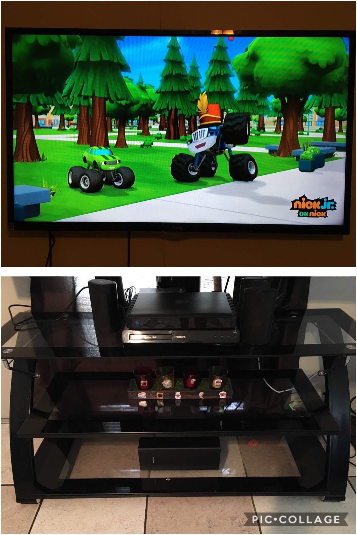 TV + stand + PlayStation 4